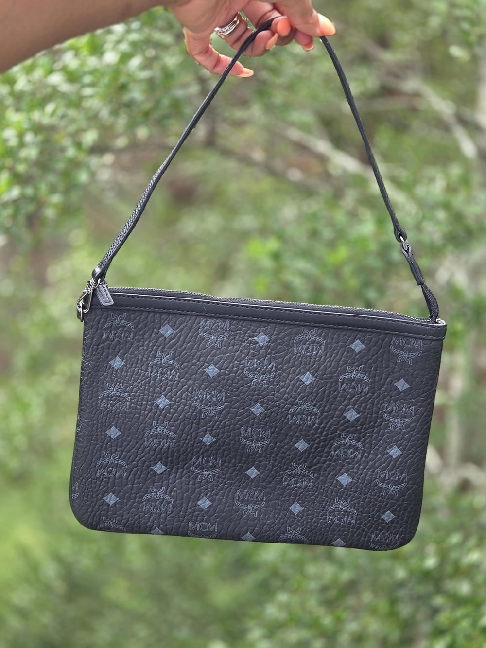 MCM Women's Black Logo Pouch Shoulder Bag